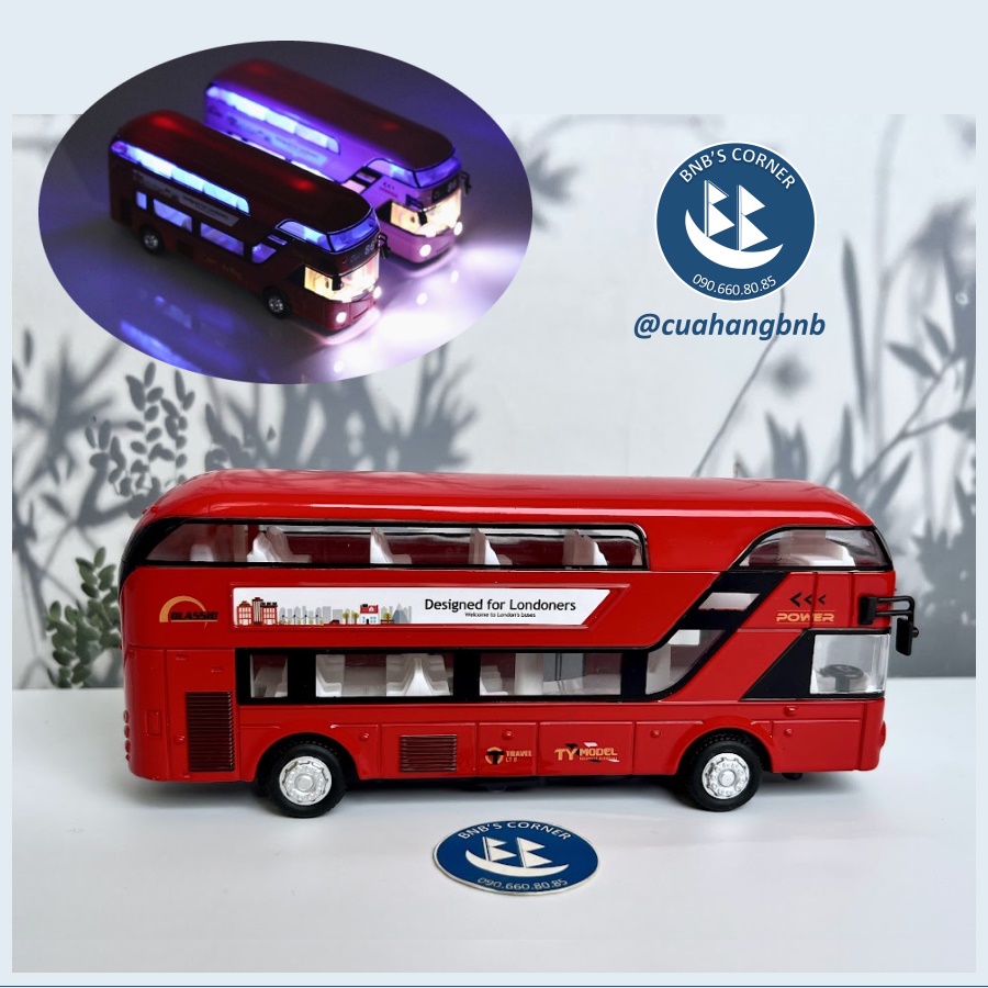 Mô hình xe buýt 2 tầng tỉ lệ 1:32 bằng hợp kim