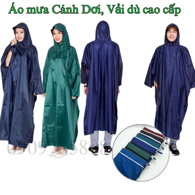 Áo mưa cánh dơi vải dù Da Cá/ Tổ Ông siêu chống thấm nước, cao cấp, dài1,4 mét, có đủ màu cho khách lựa