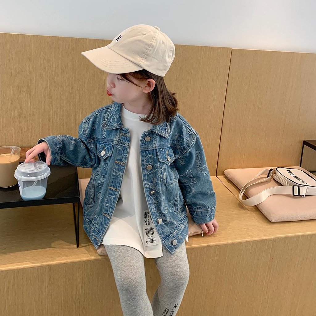 Áo Khoác Denim Thời Trang Xuân Thu 2022 Cho Bé Gái