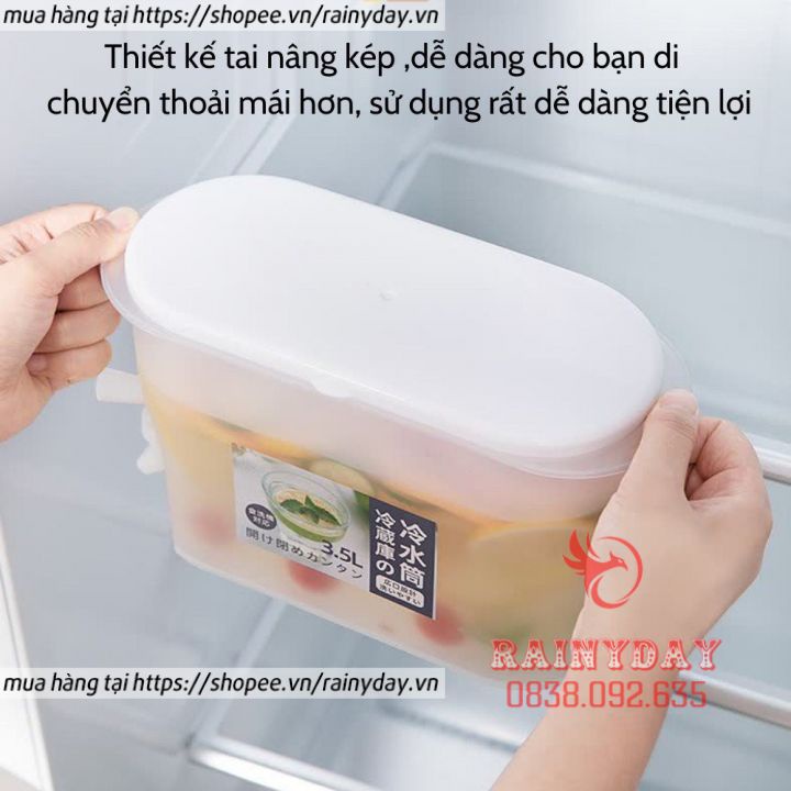 Bình đựng nước để tủ lạnh có vòi 3.5L Việt Nhật, bình nước tủ lạnh có vòi bằng nhựa cao cấp hàng Việt Nam