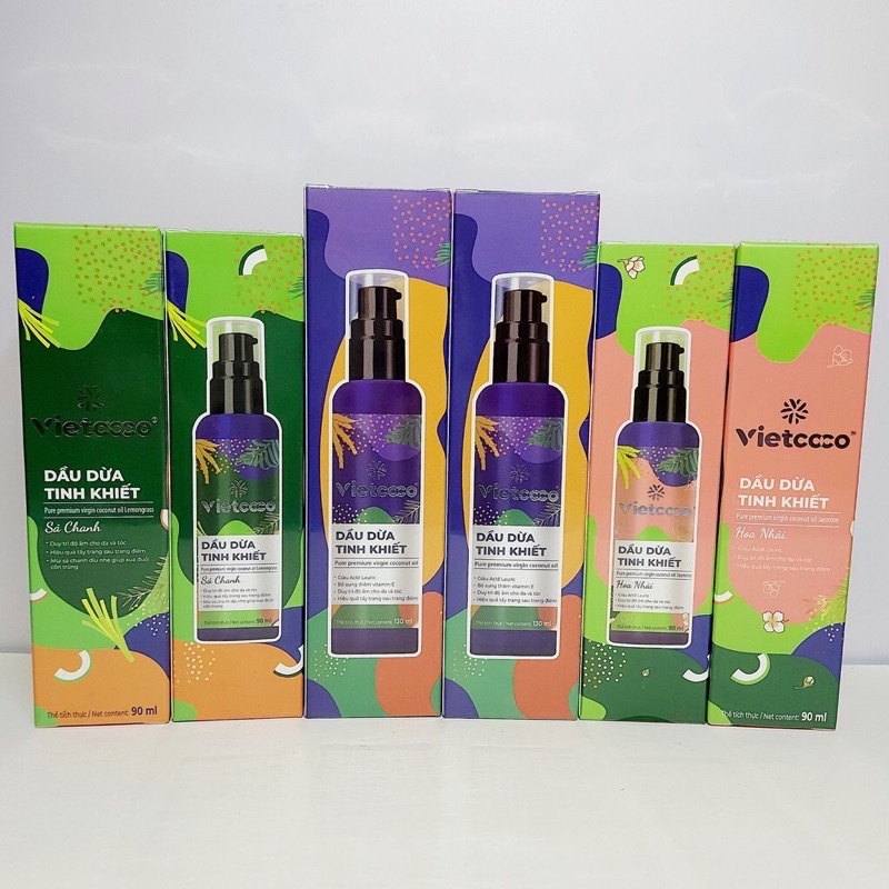 Dầu dừa tinh khiết Organic dạng xịt 130ml, 250 ml, sả chanh 90ml,hoa nhài 90ml