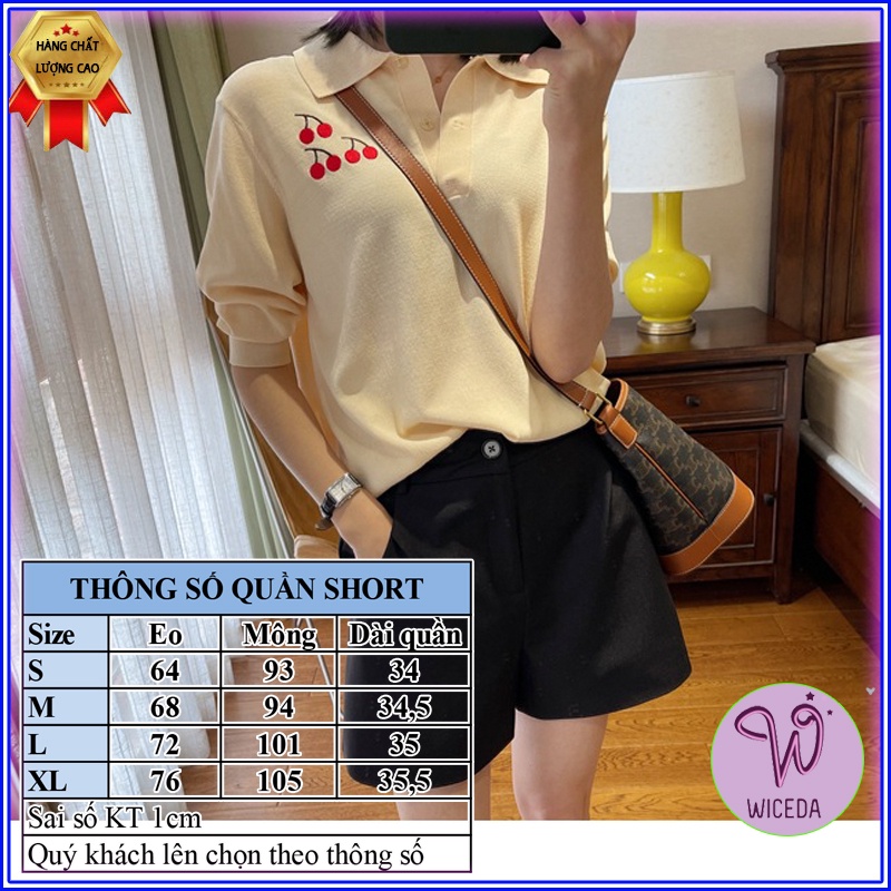 Quần short nữ ngắn xinh khóa thật , quần sooc đùi đẹp tôn dáng chất tuyết mưa 2 màu đen be sáng Wiceda 362