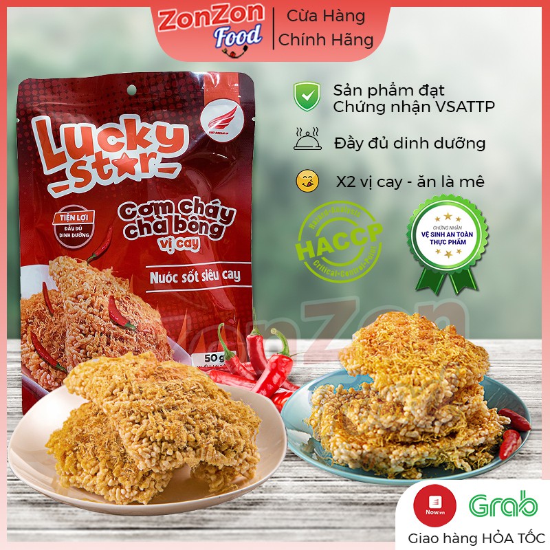 Cơm cháy chà bông Lucky Star 50g nước sốt siêu cay đậm vị đảm bảo dinh dưỡng đồ ăn vặt ZonZon