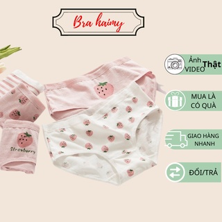Compo 5 Quần lót nữ [ FREESHIP] Quần chíp nữ chất cotton, siêu dễ thương. mẫu hồng dâu tây gân tăm,