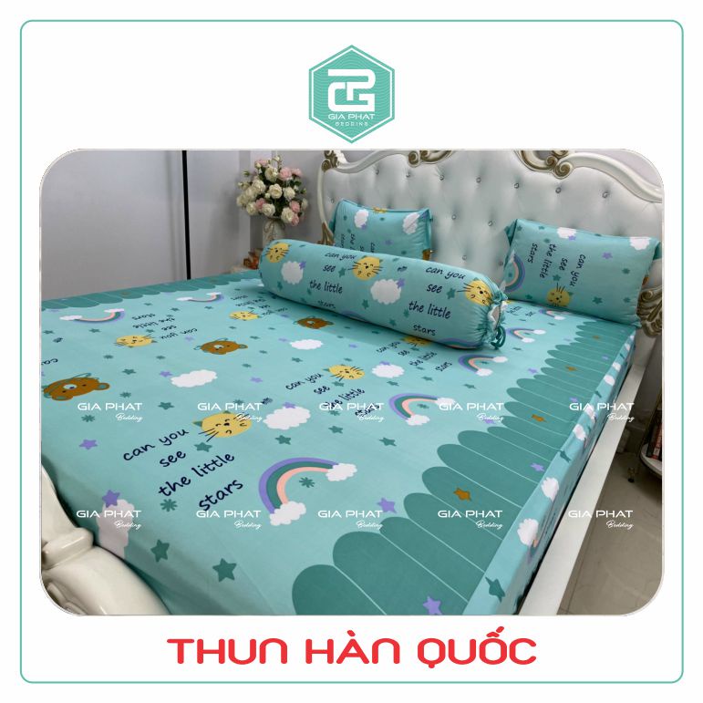 Bộ Ga Gối Thun Lạnh Hàn Quốc { 4 món : 1 ga bọc + 2 vỏ gối nằm + 1 vỏ gối ôm )