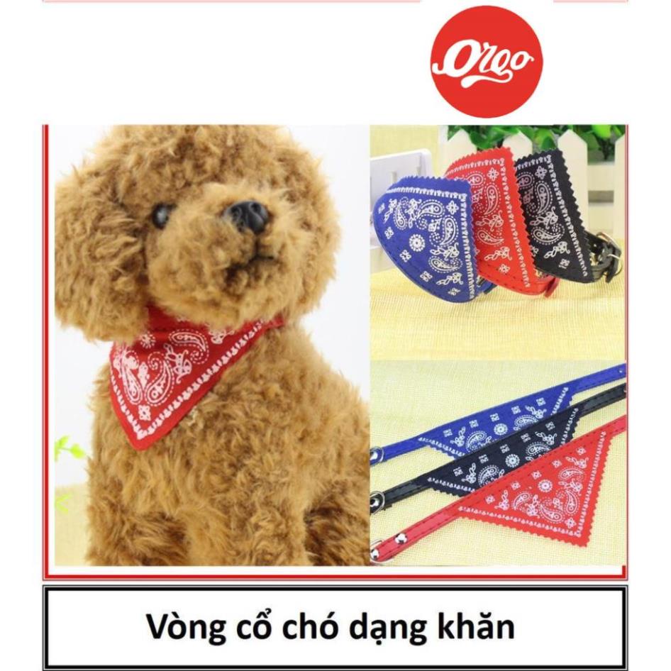 Orgo- Vòng cổ chó loại có khăn tam giác (2 size) chất liệu da PU