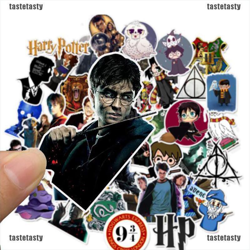 Bộ 50 nhãn dán trang trí hành lí/laptop/ván trượt hoạ tiết nhân vật trong Harry Potter