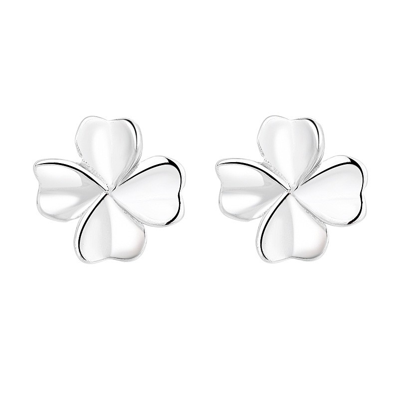 Bông Tai Nữ bạc S925 Hình Cỏ 4 Lá Đơn Giản Đánh Yêu B2570 - Bảo Ngọc Jewelry