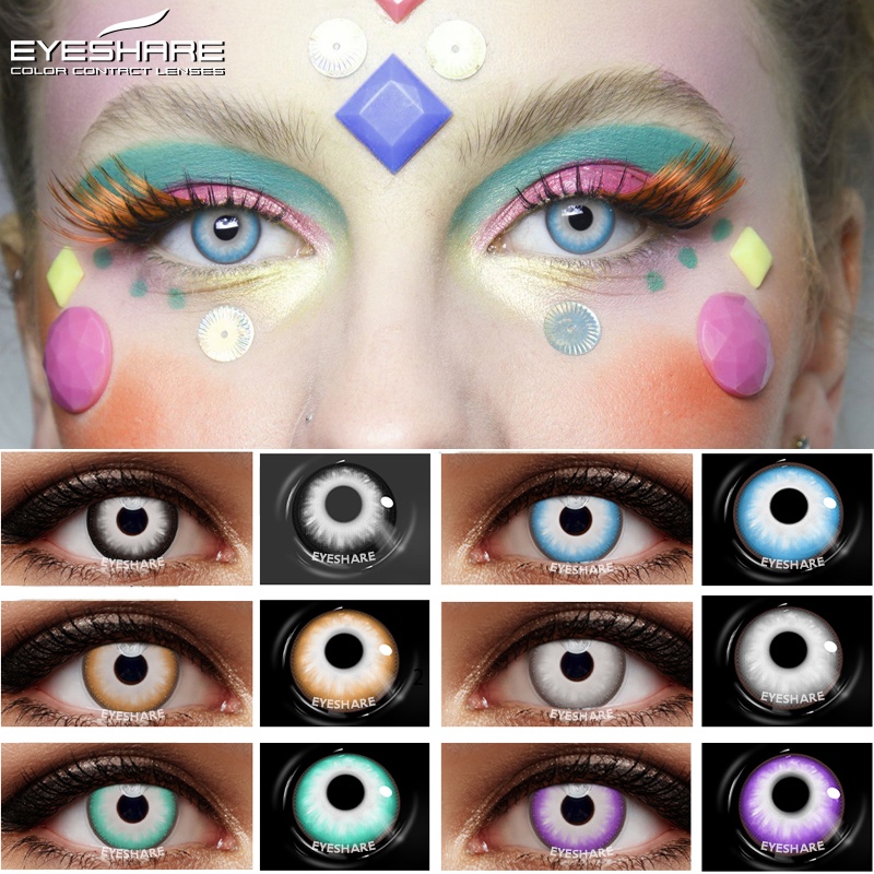 EYESHARE [Hàng mới về] Bộ 2 kính áp tròng hóa trang lễ Halloween kèm hộp đựng
