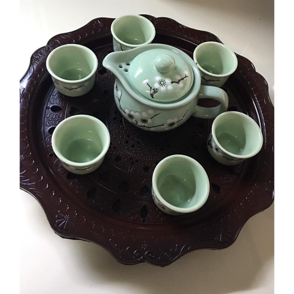 Khay trà gỗ tròn 32x32