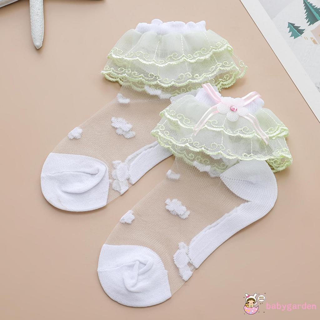 Vớ Kiểu Chắp Vá Phối Ren Xuyên Thấu Dễ Thương Dành Cho Bé Gái 1-7 Tuổi