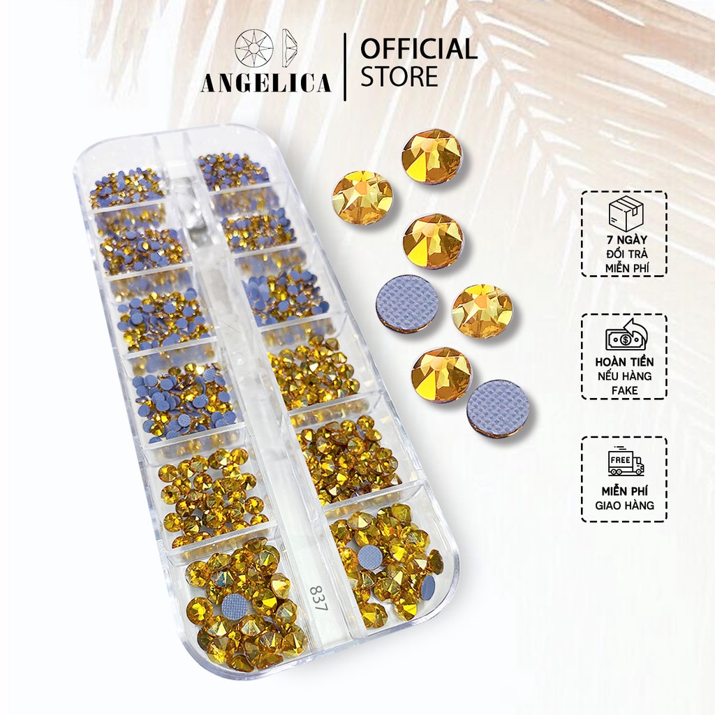 Đá Nail Chân Lưới 16 khía Vàng Heaven Topaz Ab Đính Trang Trí Móng ANGELICA 837