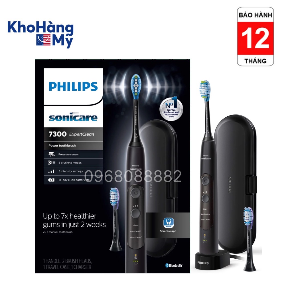 Bàn chải điện sóng âm Philips Sonicare 7300 - 3 chế độ, 3 mức rung, có bluetooth (bảo hành 2 năm)