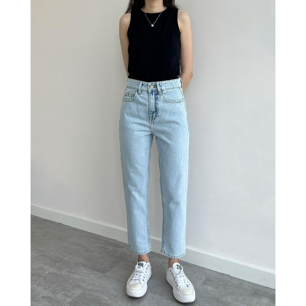Quần Mom Jeans Nữ Lưng Cao Form Dáng Baggy Ôm Vừa Màu Xanh Sáng Rede-Jeans VNXK (M-01)