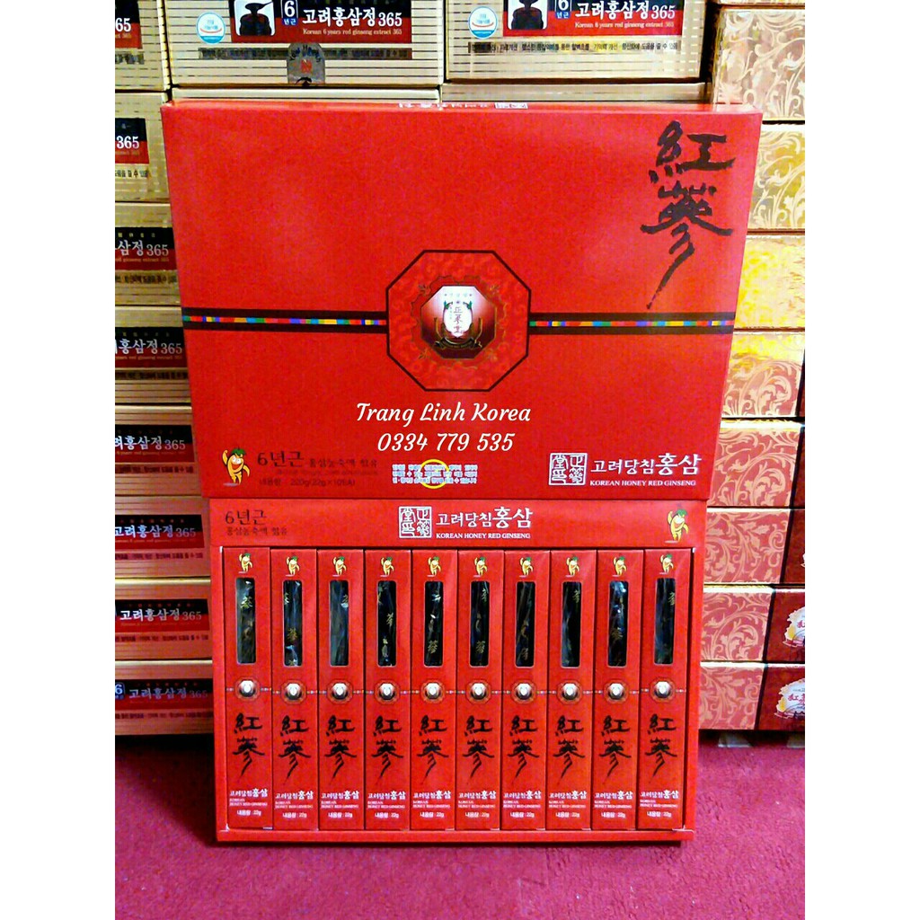 Hồng sâm hàn quốc tẩm mật ong, hộp 10 củ - Sâm củ tẩm mật ong nguyên chất - tranglinhkorea