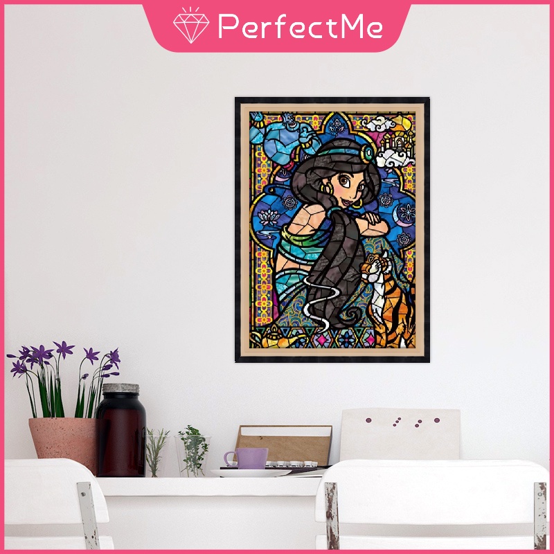 Bộ tranh đính đá 5D họa tiết công chúa jasmine độc đáo DIY dùng trang trí