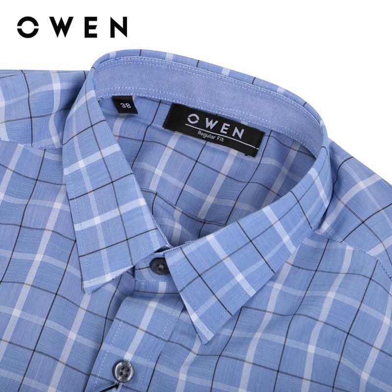 Áo Sơ mi dài tay nam Owen Sợi sen Regularfit màu xanh - AR91483DT | BigBuy360 - bigbuy360.vn