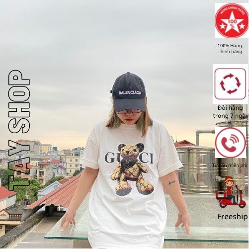 Áo phông nữ form rộng tay lỡ 3158 hình gấu thỏ , áo thun nam nữ dài tay unisex cotton 100% cao cấp TAYSHOP 02