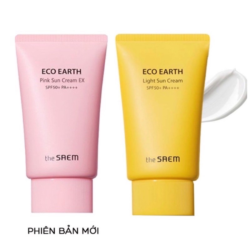 Kem chống nắng The Saem Eco Earth Power Light - Pink Sun Cream  (Vàng - Hồng) 50ml - Hàn Quốc