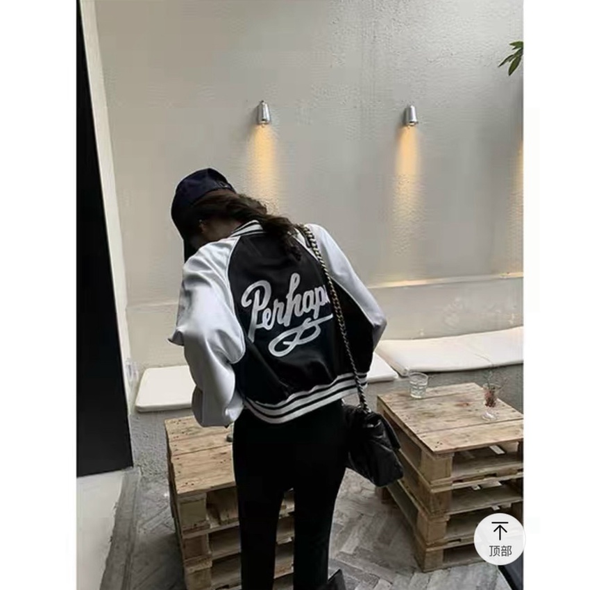 Áo Khoác Bomber Nữ Phối Họa Tiết Phối Viền Thời TRAng Croptop