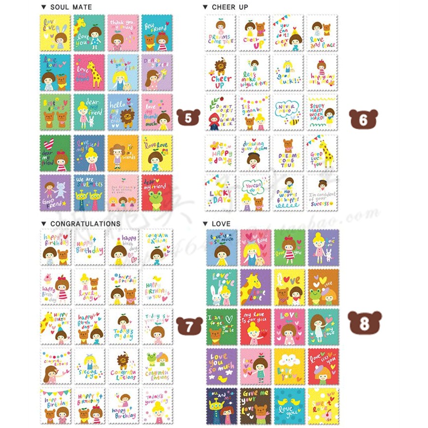 Set 4 Tấm Hình Dán Tem Sticker