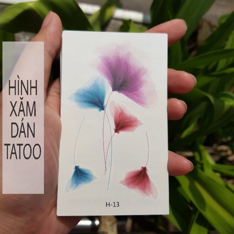 Hình xăm hoa màu loang h13. Xăm dán tatoo mini tạm thời, size &lt;10x6cm