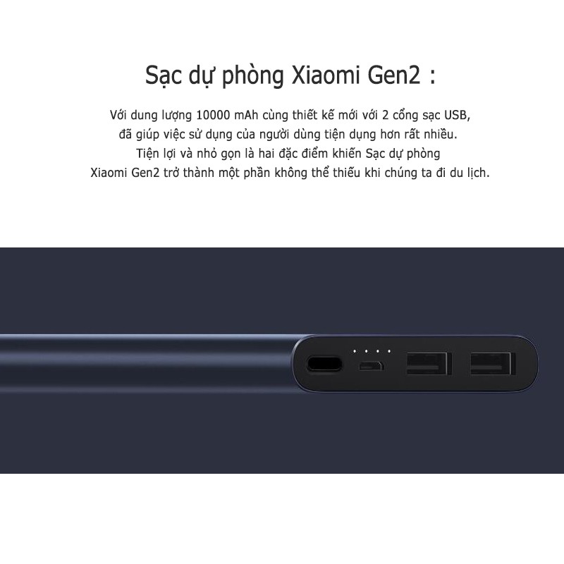 Pin dự phòng điện thoại Xiaomi 2S hai cổng USB 10000mAh