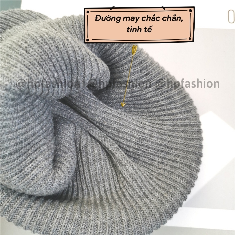 Mũ len dệt kim beanie Thêu FULKI Hàn Quốc thời trang unisex thu đông giữ ấm cho nam nữ