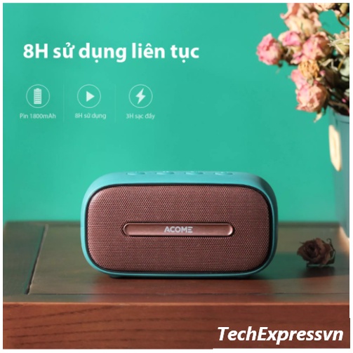 Acome A8 Loa Bluetooth Công Suất 5W Nhỏ Gọn Tiện Lợi Âm Thanh Cực Lớn Bluetooth 5.0 Chống Nước IPX7 Hàng Chính Hãng