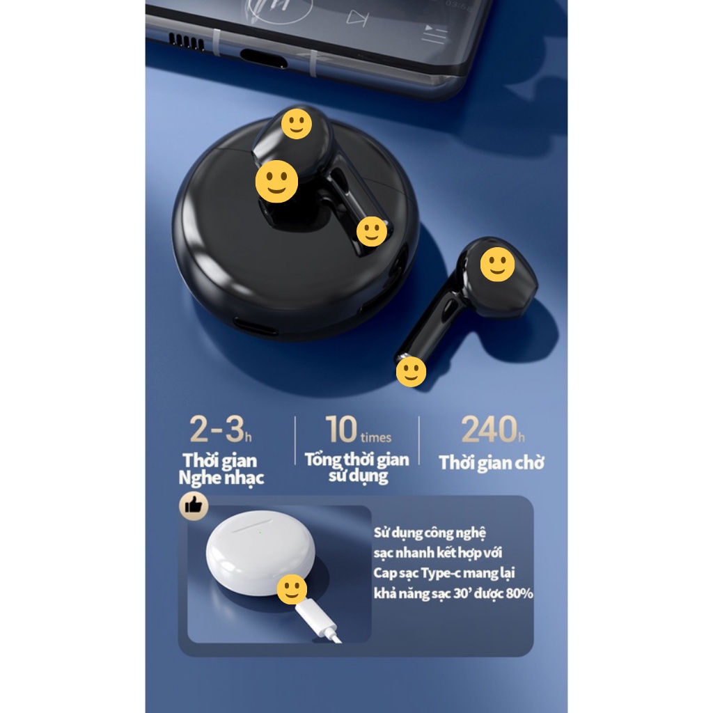 Tai Nghe Bluetooth Pro 6 - Tai Nghe Không Dây Nhét Tai Bluetooth 5.0 Nhiều Màu Sắc Tương Thích Tất Cả Dòng Máy