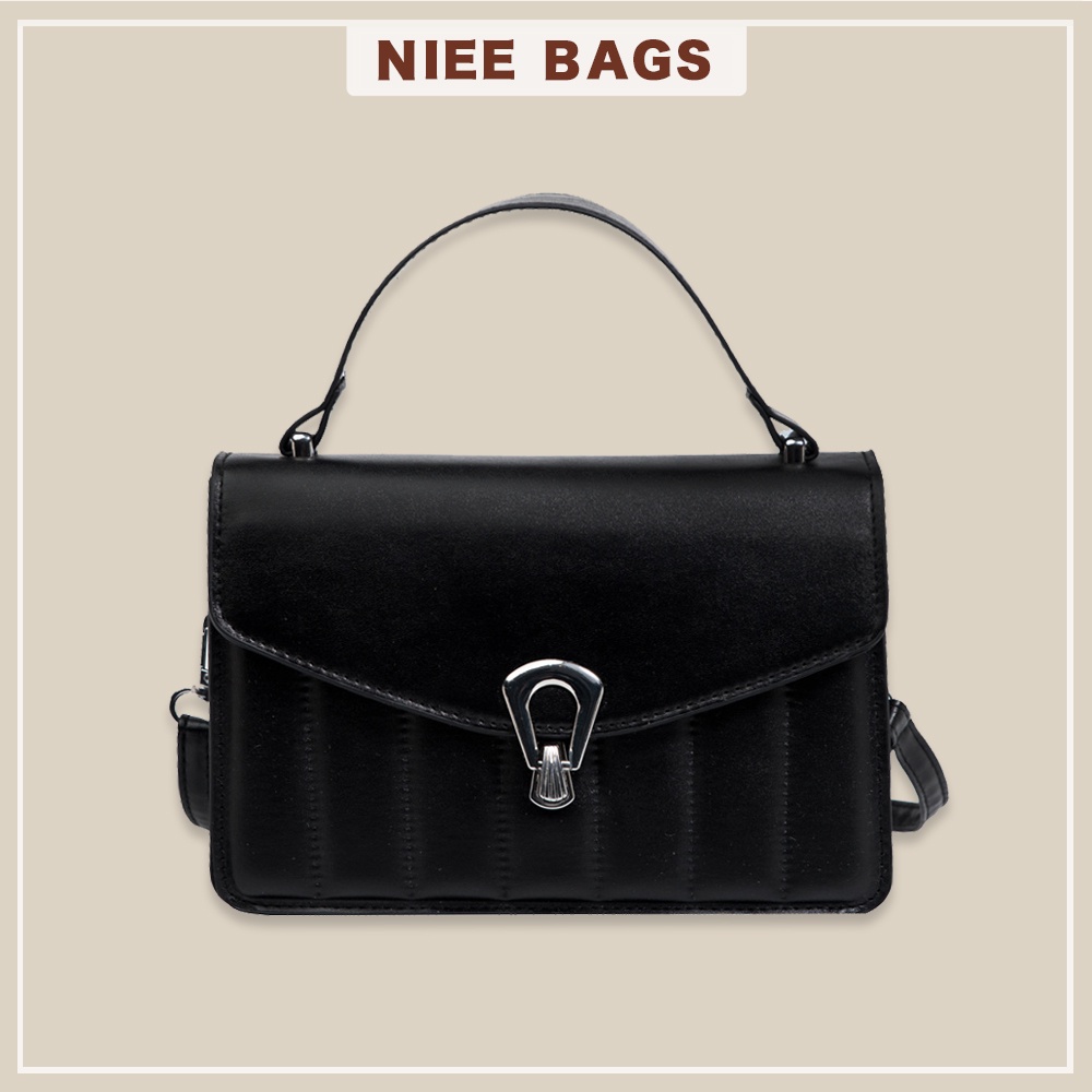 Túi xách đeo vai khoá cài độc đáo, túi đeo chéo da mềm sang chảnh N16 NIEE BAGS