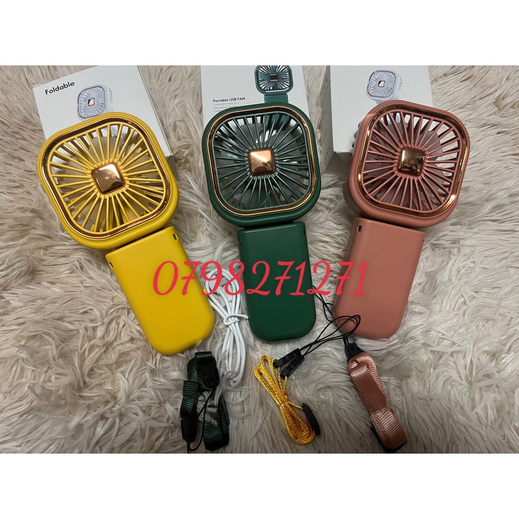Quạt gập tích điện để bàn cầm tay mini - MÀU NGẪU NHIÊN