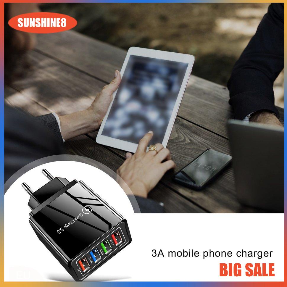 【SUN】Củ Sạc 4U Cổng USB Phích Cắm EU Cho Điện Thoại Di Động