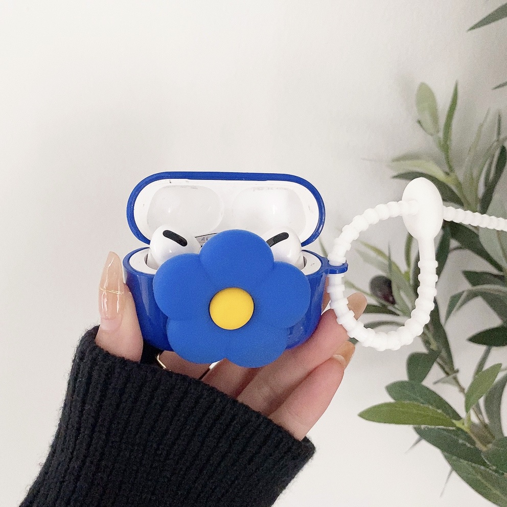 Vỏ bảo vệ hộp sạc tai nghe Airpods 2 /Pro hình hoa xanh dương
