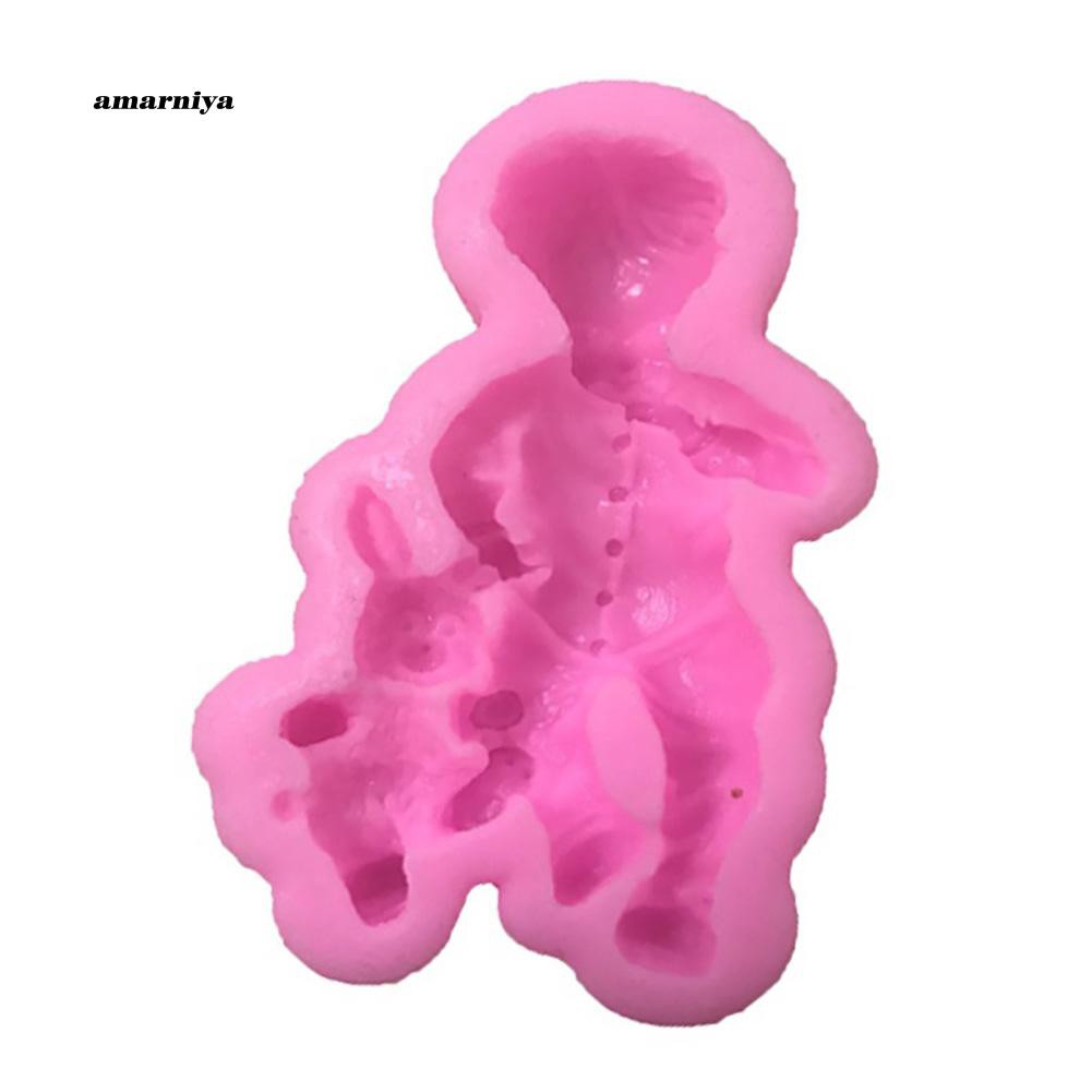 Khuôn làm bánh 3D hình bé trai/bé gái chất liệu Silicon