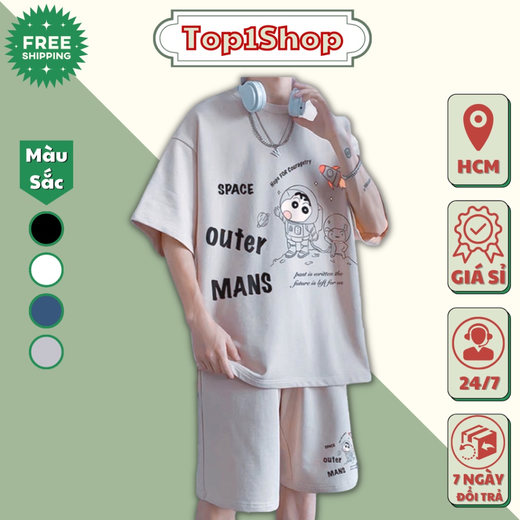 Set Bộ Mùa Hè Nam Áo Ngắn Tay Cổ Tròn In Chữ LXSU