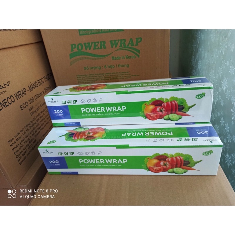 Màng bọc thực phẩm PVC tự hủy sinh học  Power Wrap Hàn Quốc Size 60m x 30cm