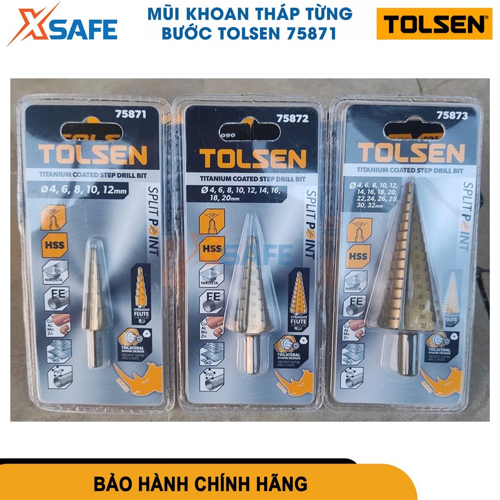 Mũi khoan bước Tolsen HSS kích thước 4-12*2mm đến 4-32*2mm, được chế tạo từ thép gió HSS (High Speed Steel)[CHÍNH HÃNG]