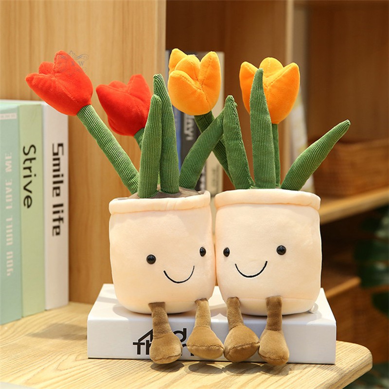 VN Chậu Hoa Tulip Nhồi Bông Trang Trí Phòng Cho Bé