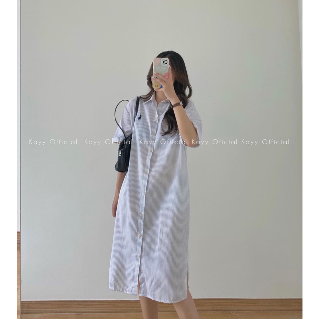 Váy sơ mi dáng dài thêu ngựa siêu hot 2022