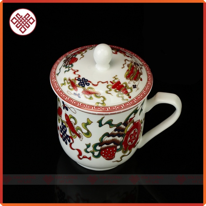 Ly Sứ Cúng Dường Mật Tông [Kim Cương Hỷ Lạc] Vẽ Bát Cát Tường