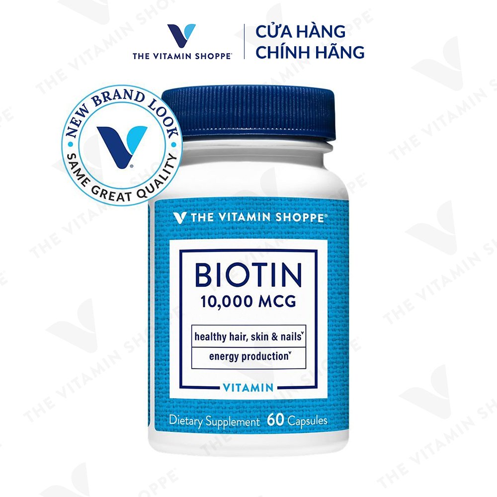 Viên uống tăng cường sức khỏe da, tóc, móng THE VITAMIN SHOPPE Biotin 10,000 MCG 60 viên