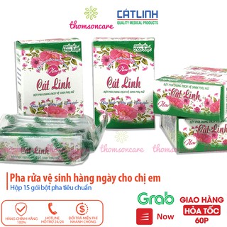 Bột pha dung dịch vệ sinh phụ nữ Cát Linh - Hộp 12 gói - Ngăn ngừa nấm ngứa, khử mùi hôi tự nhiên