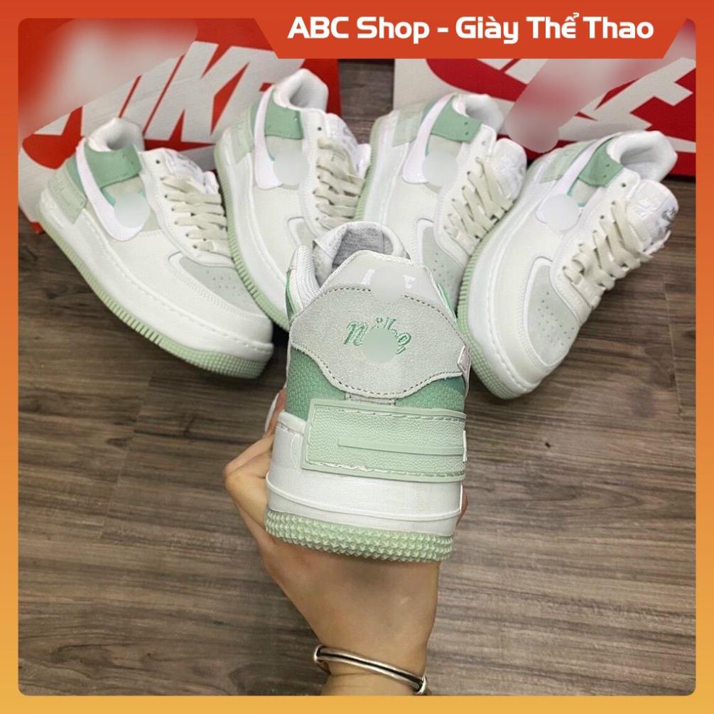 [FreeShip -  Hàng Cao cấp ] Giày AF1 Trắng Xanh Full phụ kiện, Giầy Shadow Air Force one Xanh Lá  Mạ Trắng hót hít