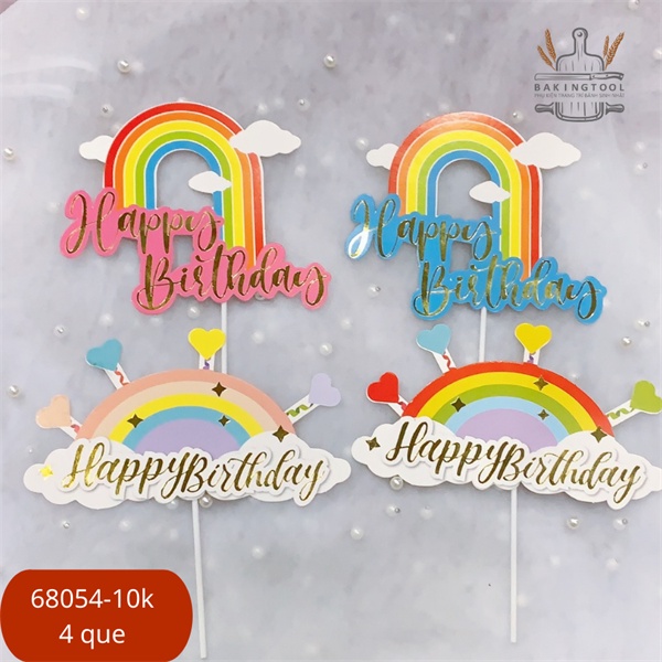 Set que giấy hpbd hình cầu vồng xinh đẹp