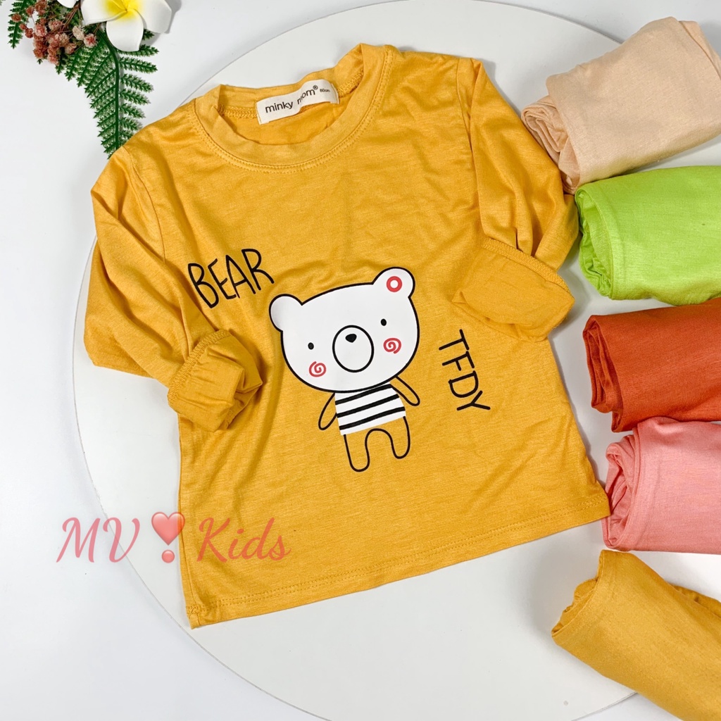 [SALE] Bộ Quần Áo Bé Gái, Bé Trai Minky Mom Vải Thun Lạnh Thỏ Hồng Rabbit, Bộ Dài Tay Cho Bé Mặc Thu Đông MKMTD2164