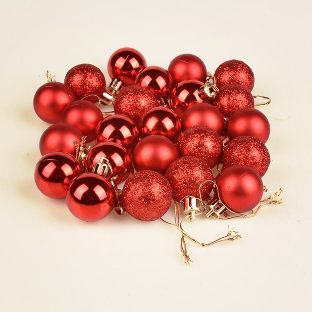 Noel -  12 Trái châu 2cm, 10 trái 3cm, 6 trái 4 cm trang trí Giáng sinh