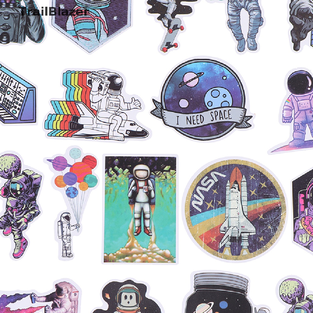 Bộ 50 Miếng Dán Hình UFO / Phi Hành Gia / Tên Lửa Dùng Trang Trí Máy Tính