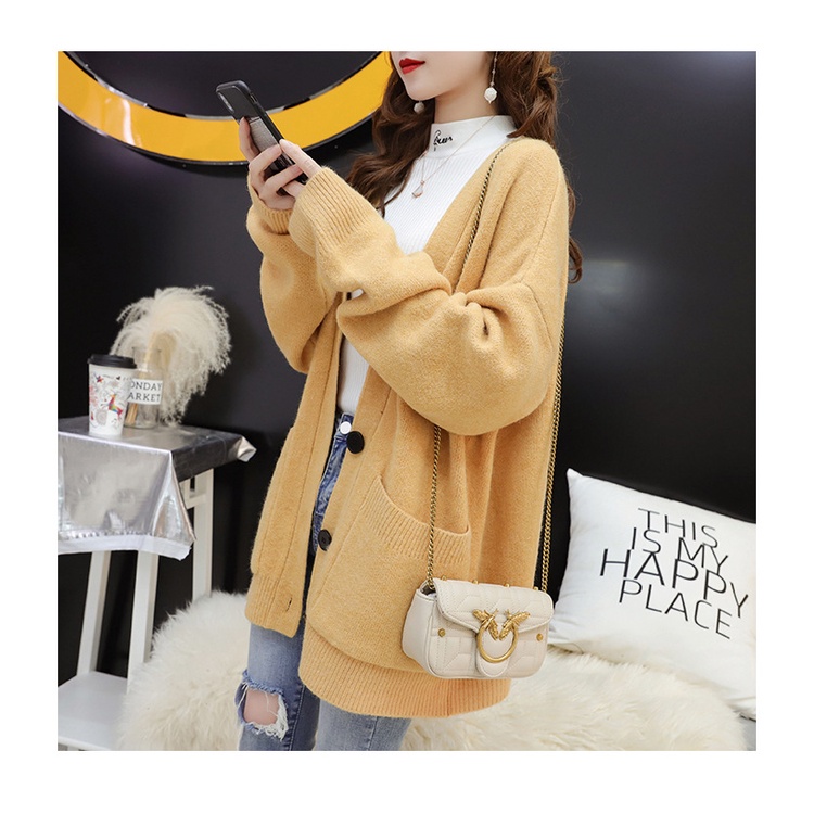 Áo khoác len cardigan dáng rộng trơn màu kiểu dáng Hàn Quốc AKT26