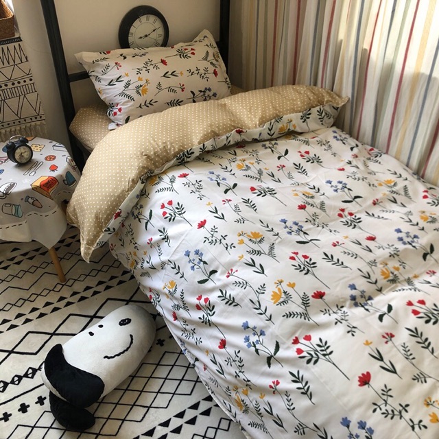 Set Chăn Ga Cotton Poly Hoa Nhí Ga Chấm Bi Cực Ngầu Shinbedding.shop